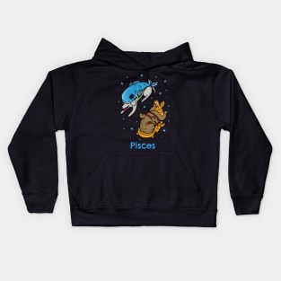 Cute Dogs Dressed as Pisces swimming in the stars Kids Hoodie